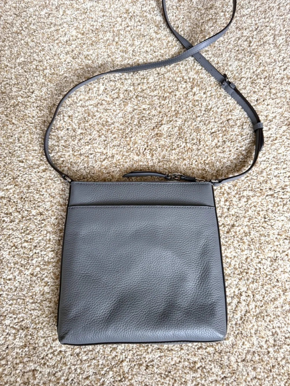 Michael Kors Jet Set North South Charm Leather Crossbody Bag Grey Flat